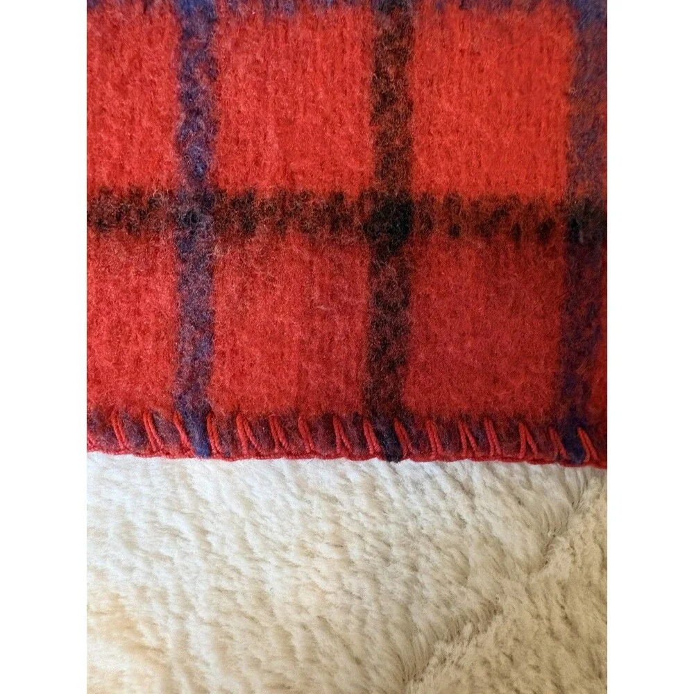 Vintage Acrylic Blanket Plaid Blue Red Black Yellow 70